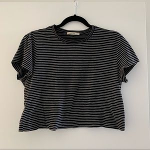 Marine Layer Lydia Tee in Black / Grey stripe